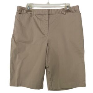 Liz Claiborne Jackie Bermuda Shorts Tan Classic Style Mid Rise Size 10